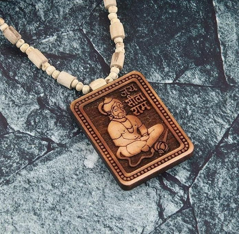 Tulsi Kanthi Mala With Hanuman Pendant for Men Wood Locket Set(Pack Of 2)