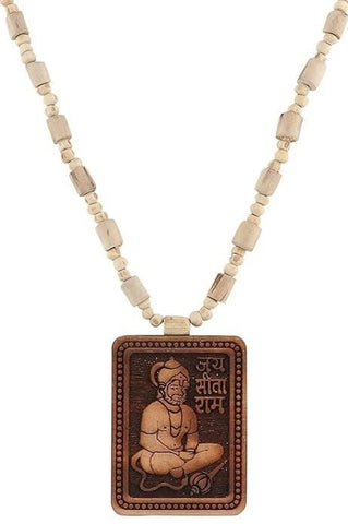 Tulsi Kanthi Mala With Hanuman Pendant for Men Wood Locket Set(Pack Of 2)