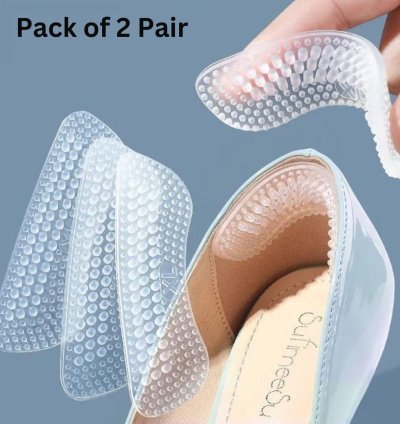 Silicone Heel Liner Grip Cushions Insoles- 2 Pair
